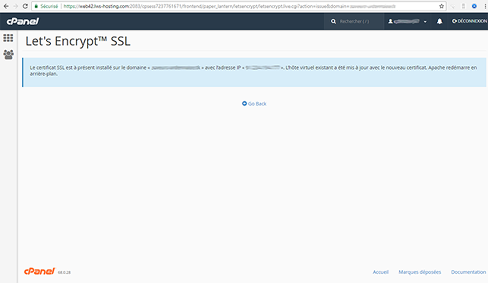 Comment installer un certificat SSL depuis cPanel ?