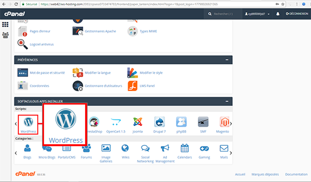 Comment installer Wordpress (CMS) depuis cPanel ?
