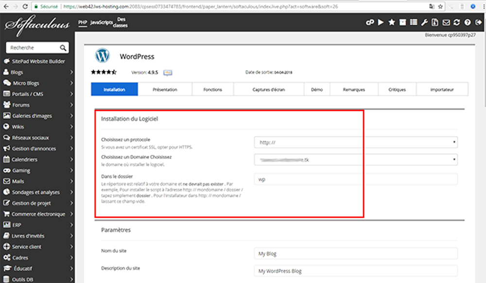 Comment installer Wordpress (CMS) depuis cPanel ?